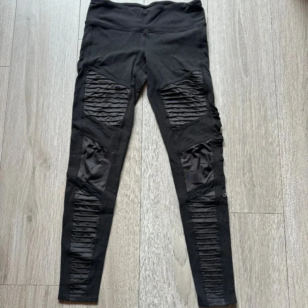 Alo Yoga High Waisted Moto Performance Leggings Women's Small Black Skinny